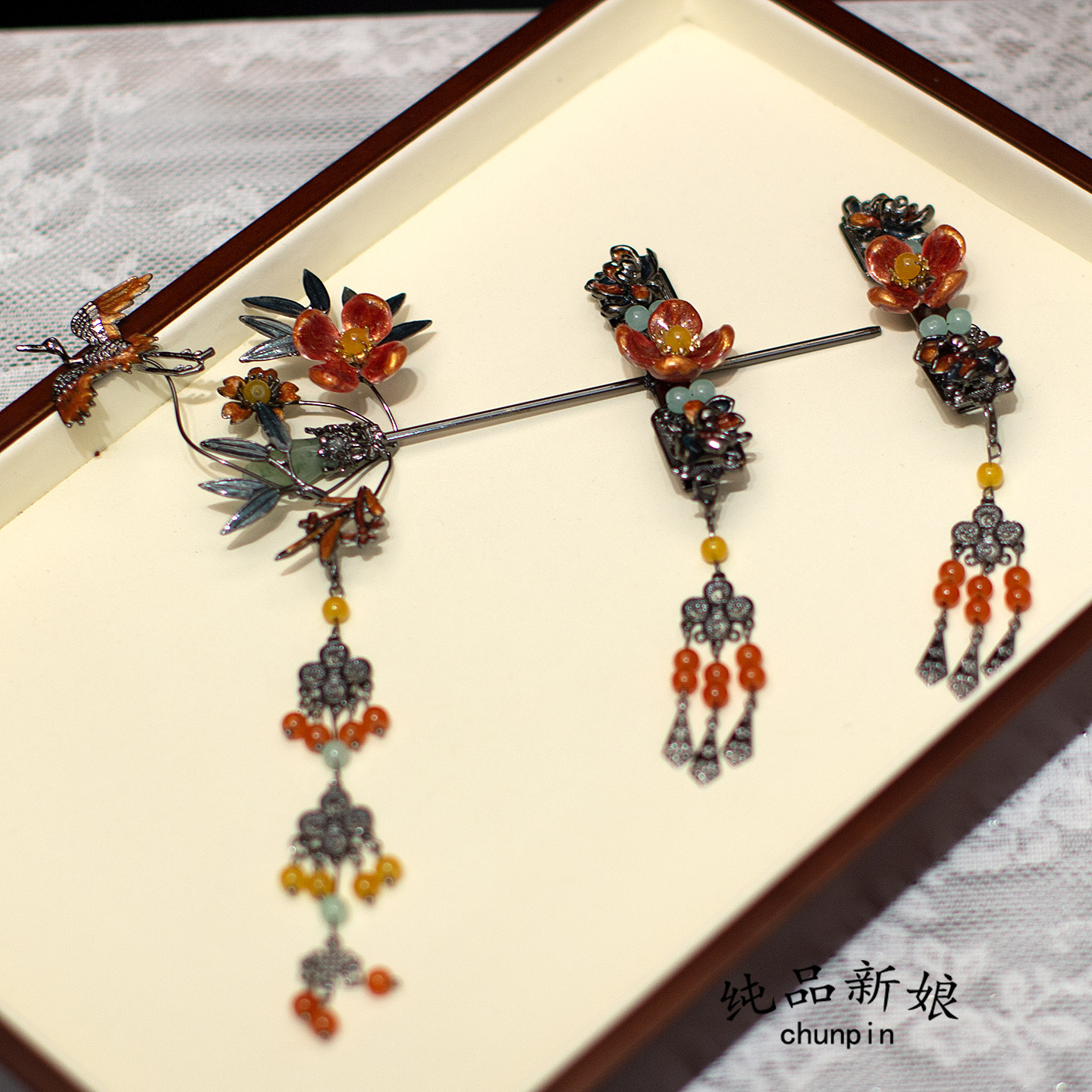 小众个性新娘新中式头饰晨袍礼服样片流苏发簪发饰秀禾服古风配饰