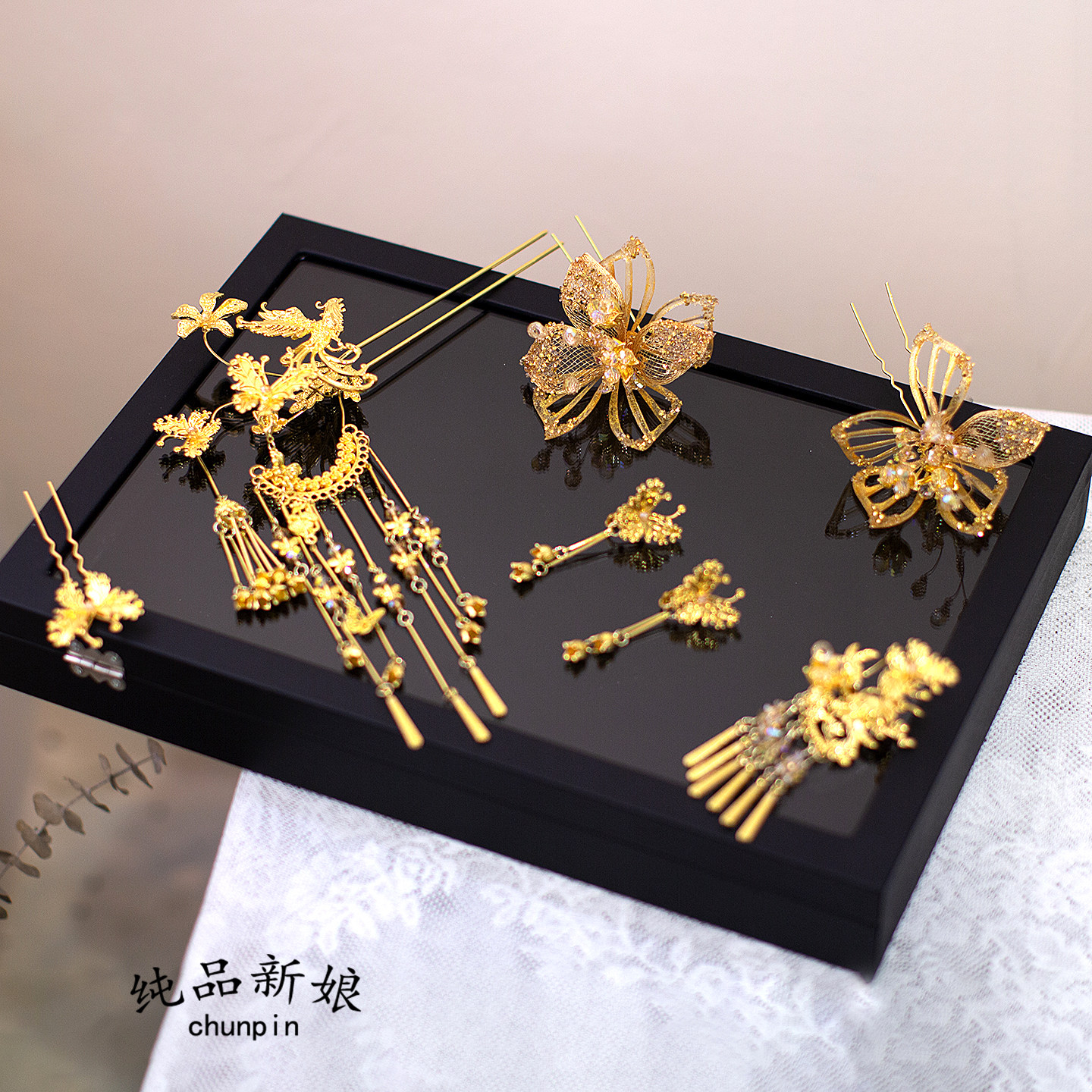 新中式秀禾新娘龙凤头饰发饰图片