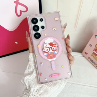 用三星s25ultra创意亚克力 厨娘Kitty猫s24ultra磁吸保护套S23ultra防摔壳手链S24plus带支架S23plus女款