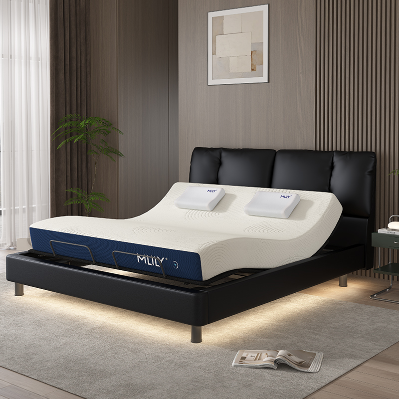 梦百合0压智能床黑天鹅电动床多功能自定义可升降卧室真皮软床
