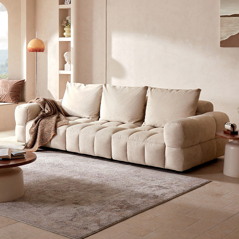 【门店同款】梦百合家居奶油风猫抓布艺泡芙沙发客厅小户型三人位