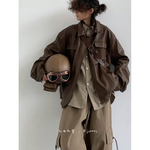 春秋户外PU机车皮衣外套男女同款
