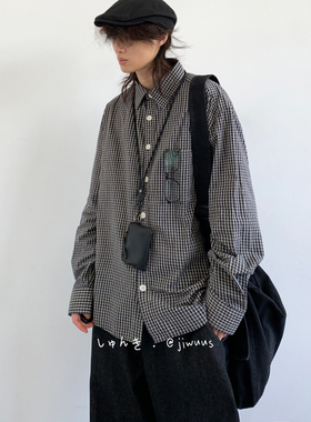 ZOAK秋日系复古长袖衬衫男女生宽松简约cleanfit格纹休闲上衣