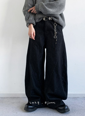 ZOAK冬日系复古基础款工装牛仔裤男女生阔腿长裤
