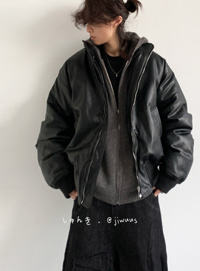 ZOAK冬季美式机车街头PU皮棉衣男女生中性风痞帅宽松立领外套潮