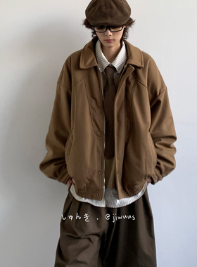 ZOAK复古阿美咔叽工装白鸭绒羽绒服男女生宽松加厚咖啡色休闲外套