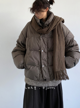 ZOAK 冬季日系复古廓形羽绒服男女生纯色立领面包服休闲简约外套