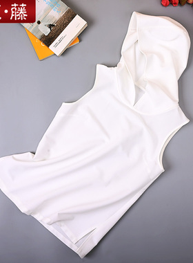 艾藤无袖帽衫百搭连帽背心内搭休闲上衣叠穿打底帽子衫小背心