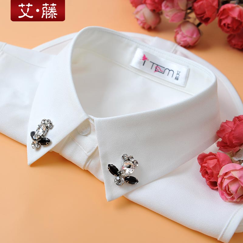 艾藤春秋新品百搭雪纺假领子职业衬衫假领通勤钉珠假衣领女节约领