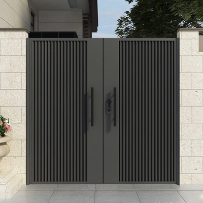 铝合金庭院门铝艺双开大门别墅中式电动平移大门木纹小院子门户外