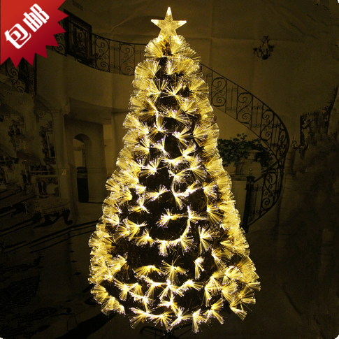 圣诞节装饰品礼物1.5 1.8 2.1米梅花闪光发光led灯金叶光纤圣诞树