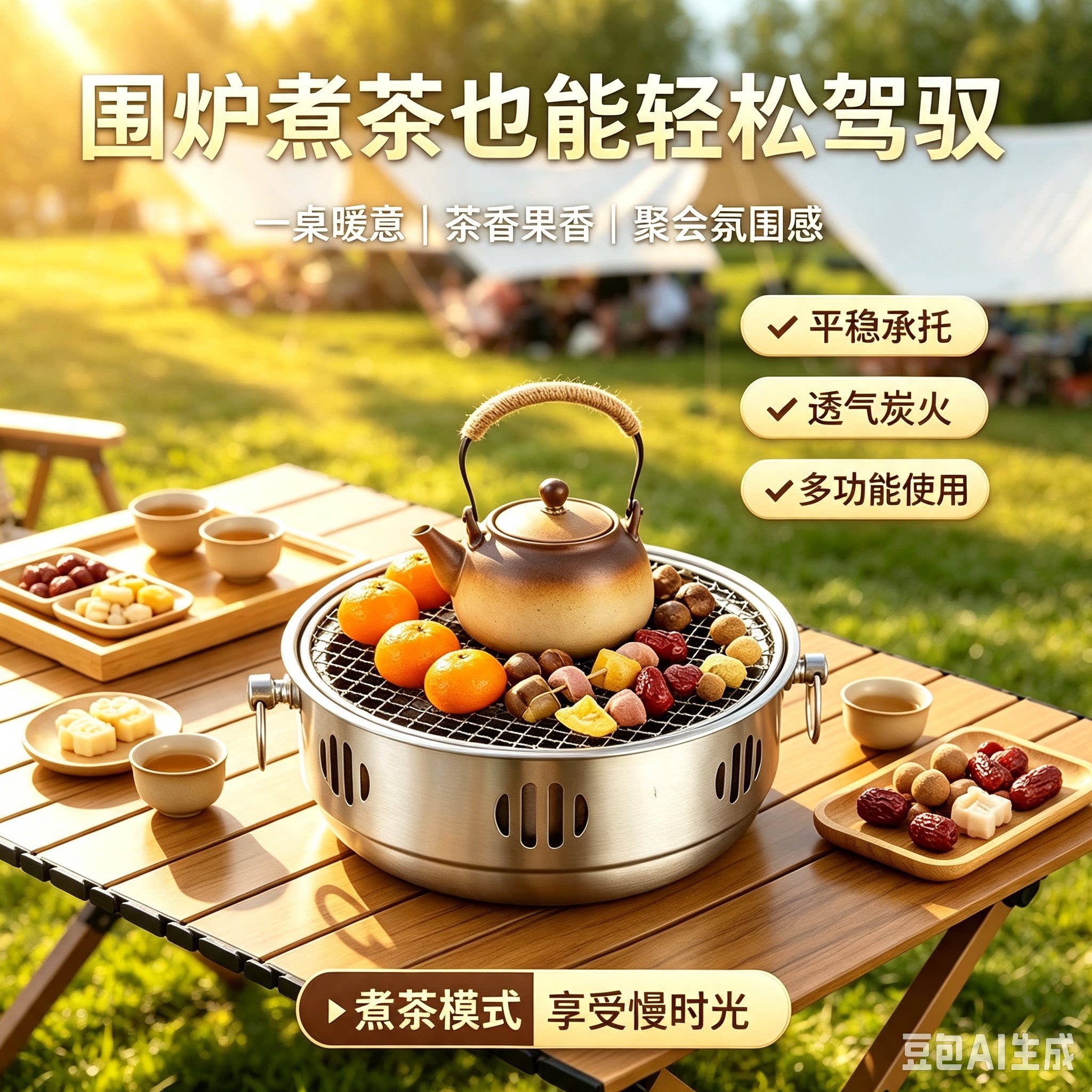 围炉煮茶304不锈钢烤炉烧烤炉家用烤肉烤串户外小炭炉便捷碳火炉