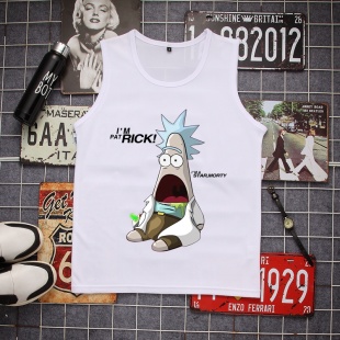 卡通动漫周边瑞克和莫蒂海绵宝宝派大星联名印花上衣男生潮流背心