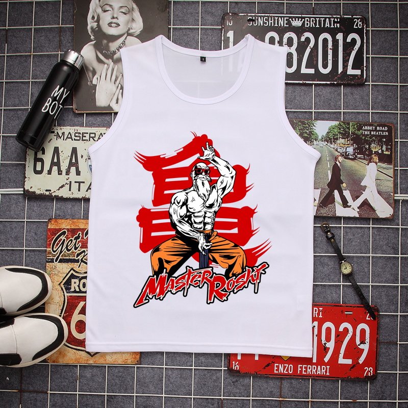 卡通动漫ins香港潮牌情侣装七龙珠联名龟仙人龟字青年宽松夏背心