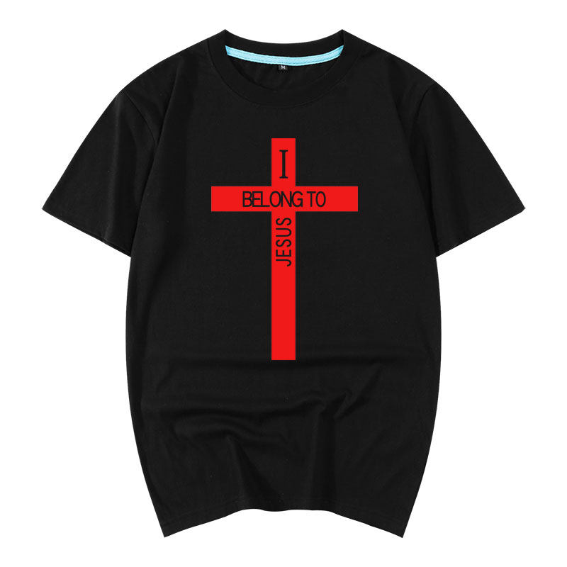 基督教耶稣衣服唱神爱世人十字架信仰上帝印花纯棉短袖T恤男上衣