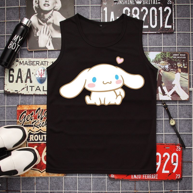 卡通动漫二次元日系三丽鸥玉桂狗大耳狗青年宽松背心夏季无袖t恤