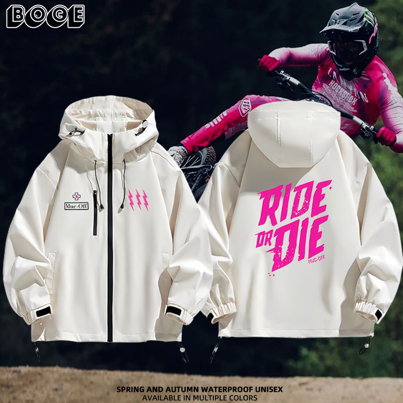 连帽印花高清宽松防风冲锋衣