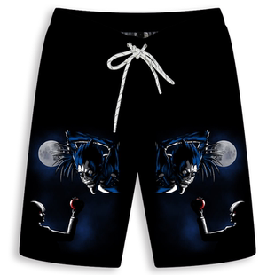 漫画死亡笔记联名cos夏新款五分短裤青少年学生流行沙滩裤休闲裤