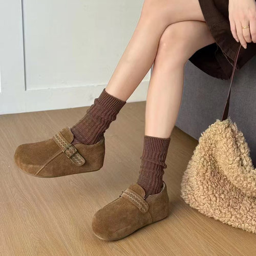 芭笛尔2025冬季新款真皮勃肯鞋女百搭内增高加绒保暖棉鞋女692231