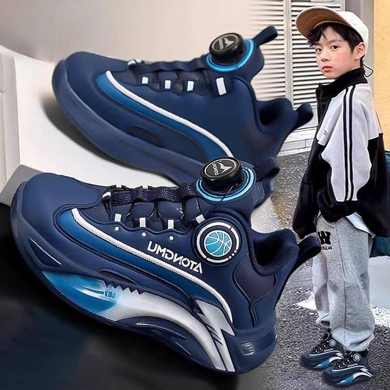 儿童运动鞋秋款2025新款男童篮球鞋皮面防水男孩老鞋鞋小学生鞋子