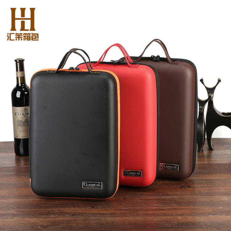 大号红酒礼盒包装盒黑双支装葡萄酒盒2支装拉菲红酒包装皮盒现货