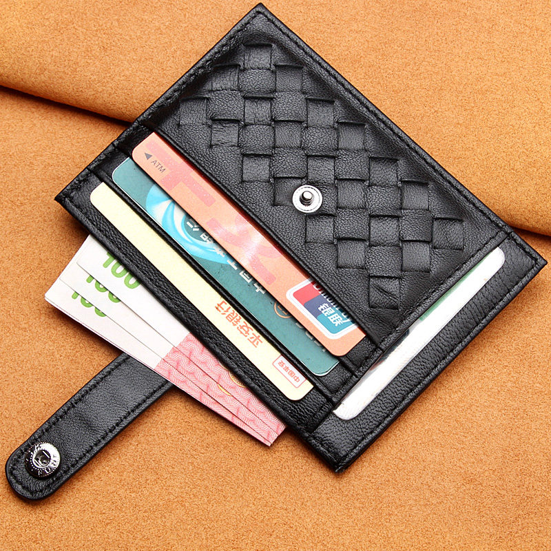 超薄小卡包男士真皮多卡位卡夹迷你零钱包编织女式卡片包小巧卡套