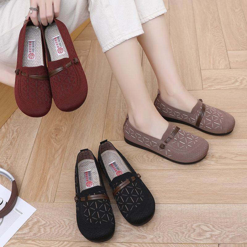 2025新款老北京布鞋女飞织透气休闲豆豆鞋舒适一脚蹬中老年妈妈鞋,女鞋,传统布鞋,淘宝优惠券,粉丝福利购,淘宝优惠卷