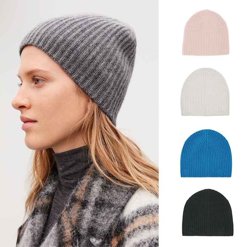 COS中性深灰色纯山羊绒针织冷帽