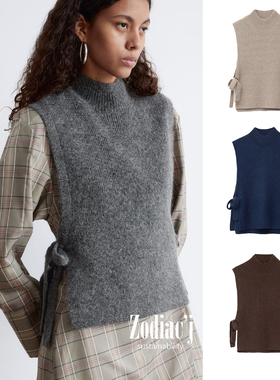 other stories全新羊毛马海毛混纺素色系带假领2025年秋冬新款