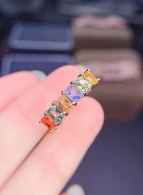 银饰戒指长方形小众简约时尚