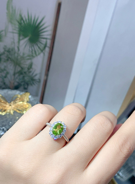 s925银戒指空托女百搭气质镶彩宝椭圆形4*65*76*87*98*1010*14mm