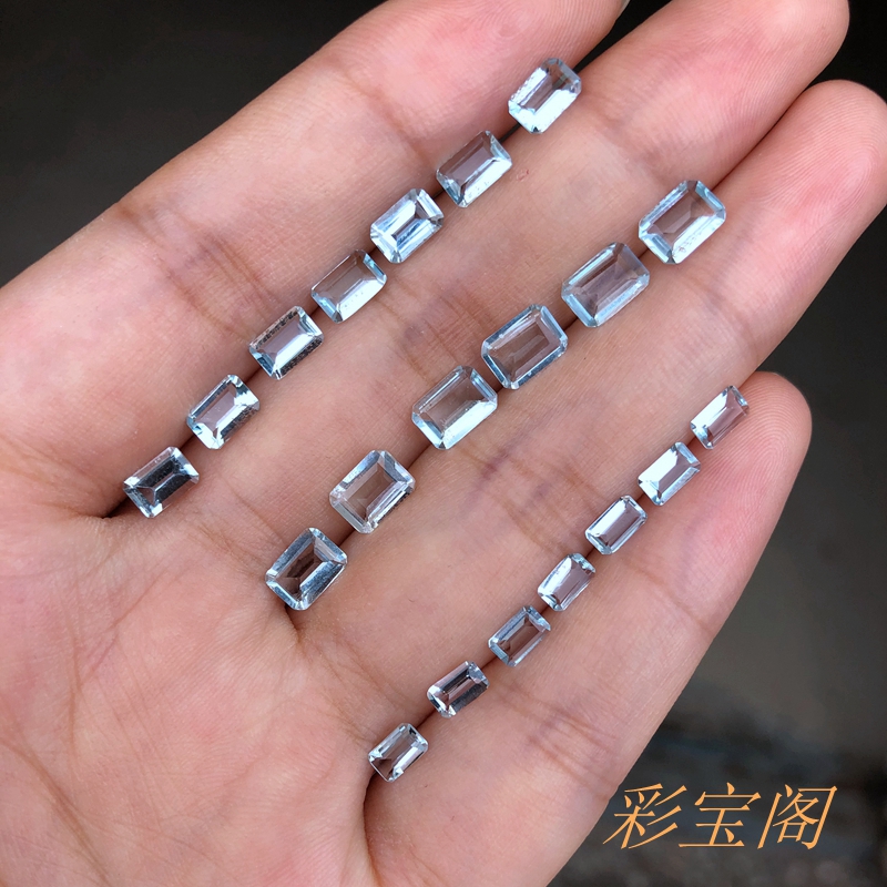 海蓝宝巴西原石长方形戒面