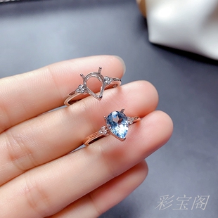 S925银饰水滴戒指空托4*65*76*87*98*109*1110*1210*1412*1613*18