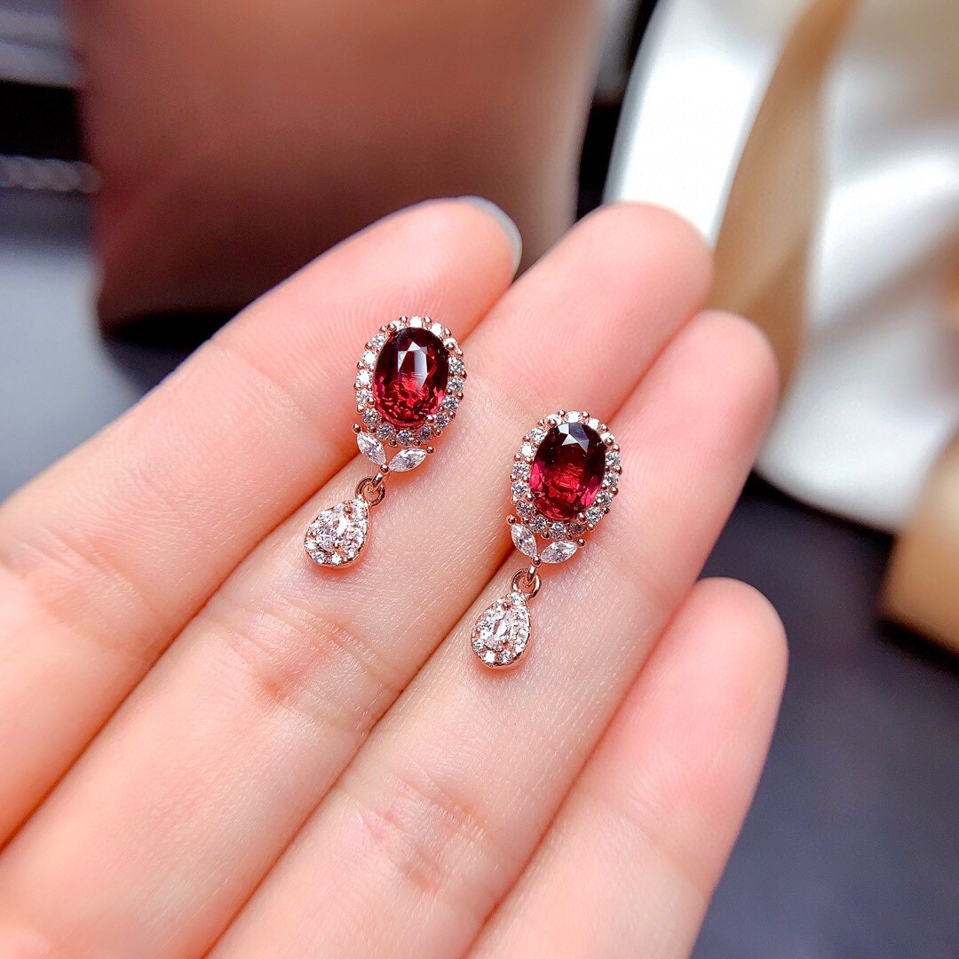 s925银椭圆耳坠3*5mm4*6mm5*7mm耳钉空托时尚大气豪华百搭银饰托