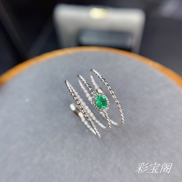 s925银饰戒指空托椭圆34mm