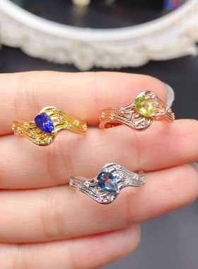 时尚新款水滴4*6mm戒指空托未镶嵌s925银饰品精工重叠活圈