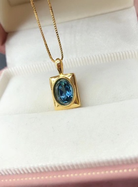 s925银镀金新款包镶吊坠空托未镶嵌椭圆5*76*8mm简约百搭空托