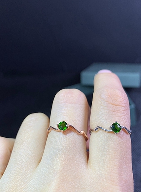 银饰品戒指圆形原创小巧透辉石