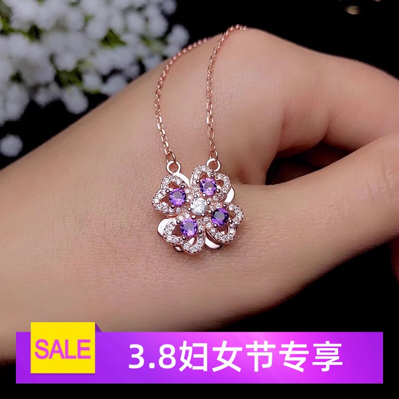 锁骨链吊坠可旋转镶嵌翡翠宝石