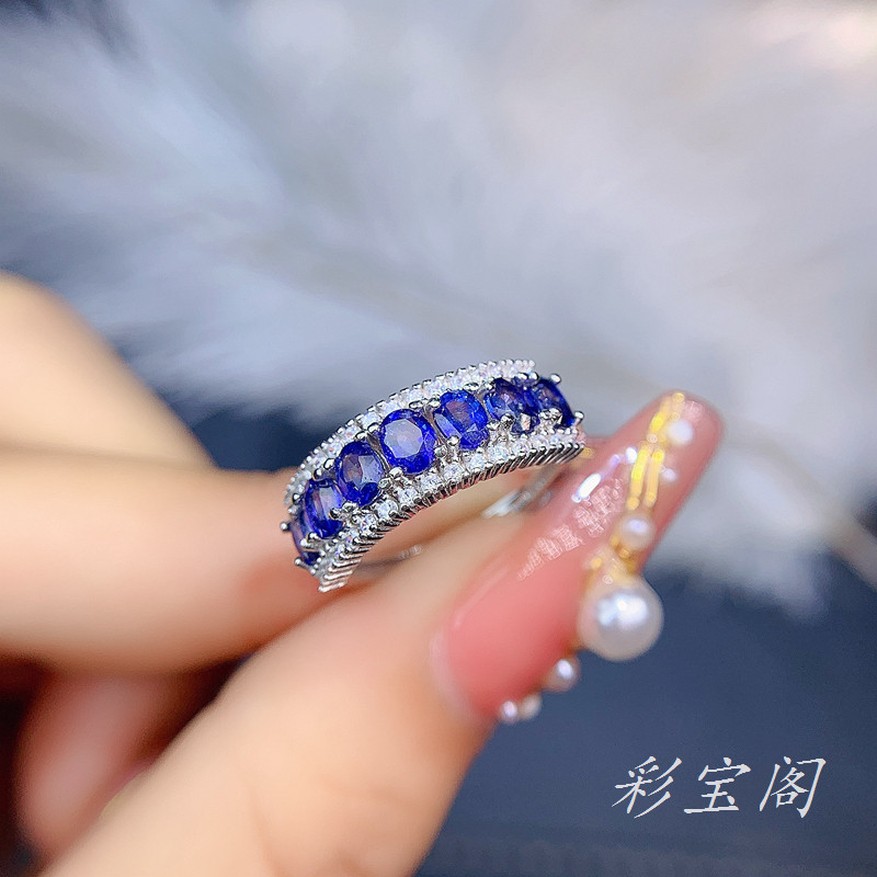 椭圆形日韩风银戒指