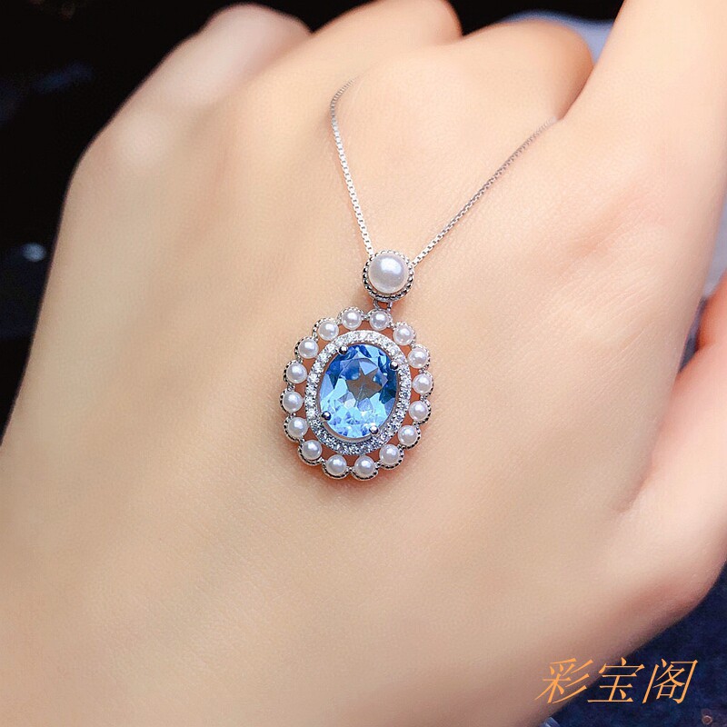 椭圆形7*9mm珍珠款代镶嵌银饰