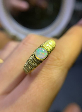 欧泊戒指空托s925银通体女欧美复古时尚百搭气质镶彩宝圆5*5mm