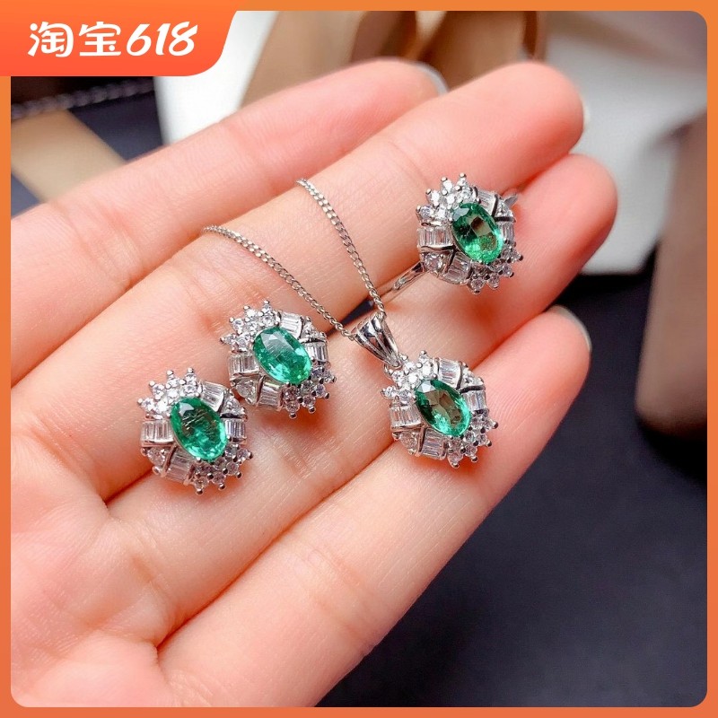 s925银戒指吊坠耳钉托套装空托女椭圆4*5 4*6mm轻奢日韩银托空托