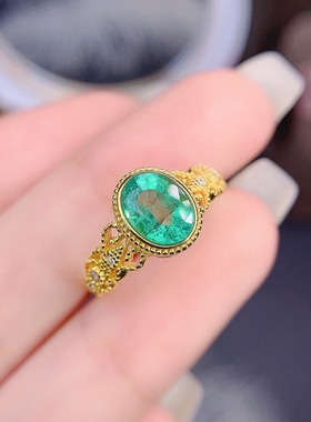 s925银戒指空托包镶蕾丝款开口戒指托女椭圆形6*8mm镶祖母绿彩宝