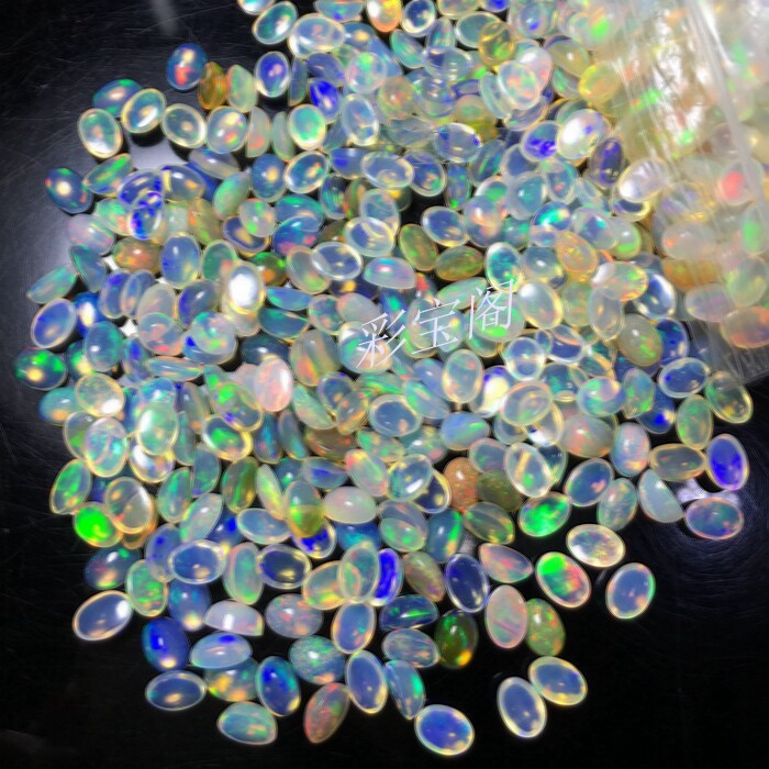 天然欧泊裸石 椭圆戒面 4x6-8x10mm 火彩好 可镶嵌戒指吊坠等 DIY