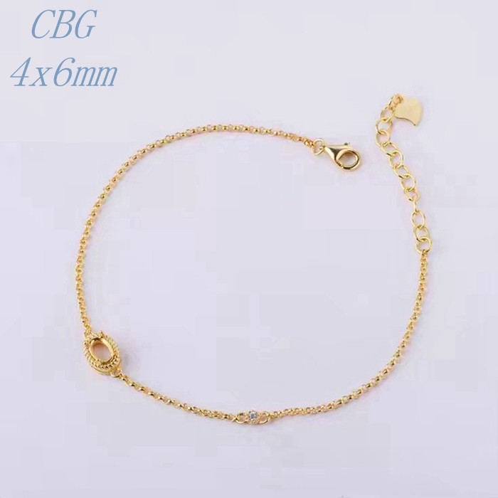 diy925银翡翠宝石精工手链