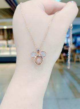 灵动款米奇头项链女不掉色钛钢