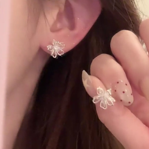 小众设计少女感锆石花耳钉耳环女