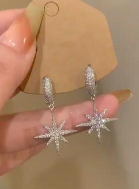 银色重工微镶米字耳扣耳环女时尚