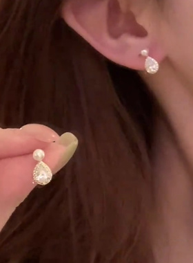 金色珠珠小水滴耳钉耳环女极简